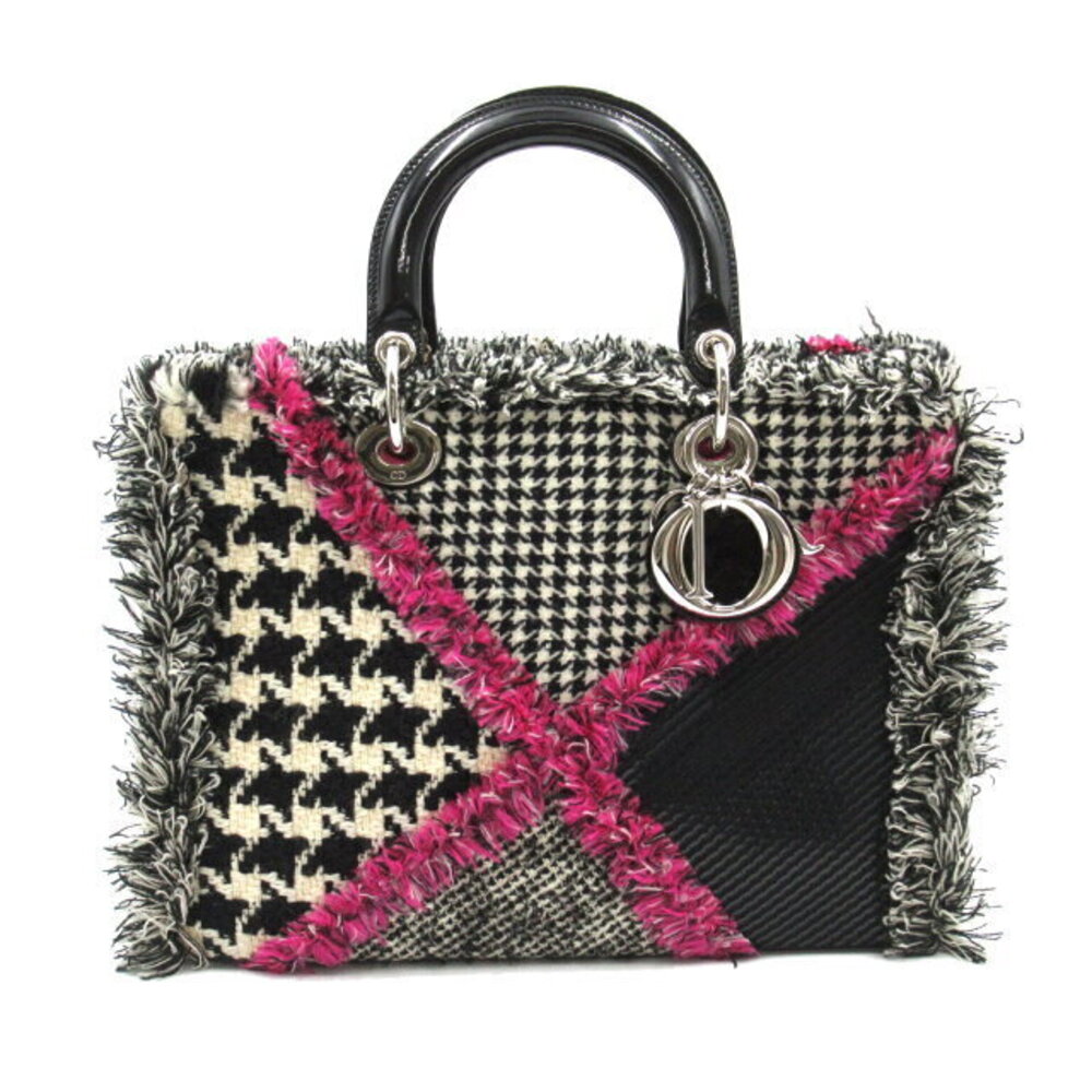 Dior Diorissimo Tweed Handbag Black Purple